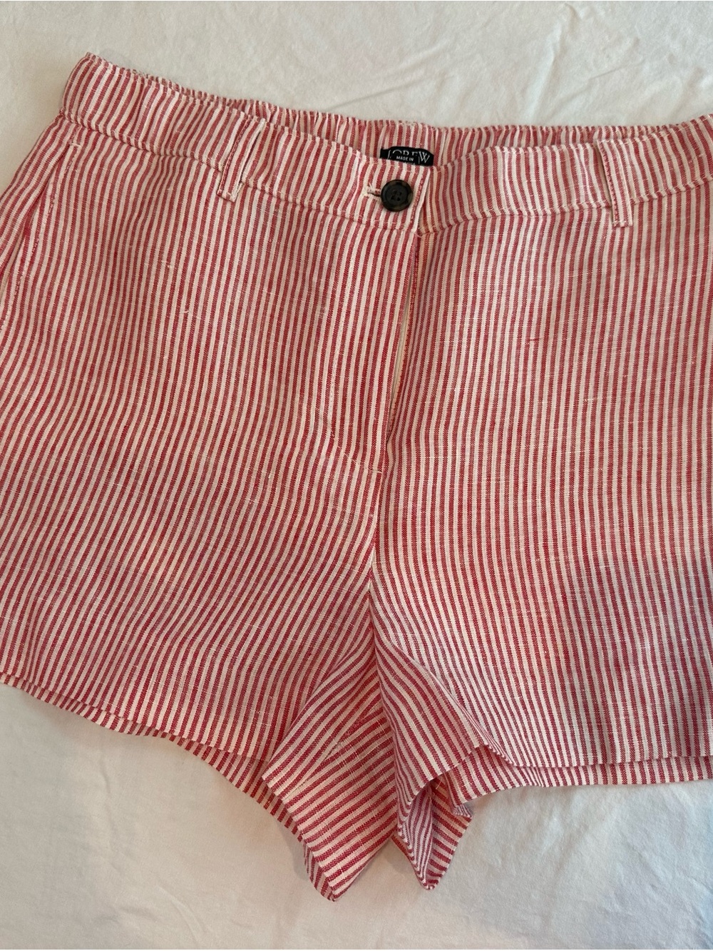 J. Crew Red and White Striped Women’s Linen Shorts